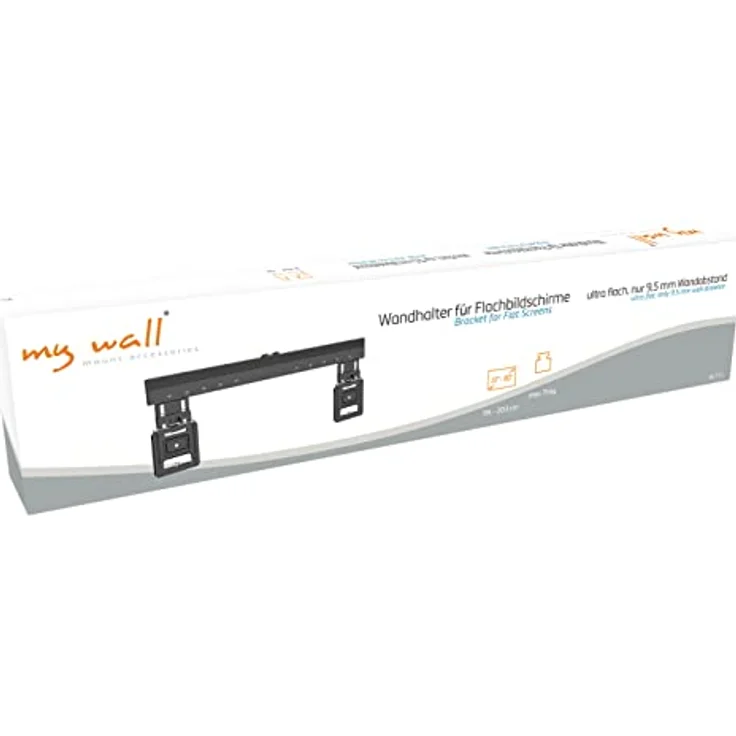 Mywall TV Wandhalterung HE7-1L für Flachbildschirme 37- 80 Zoll, Fernsehhalterung für Wand, Belastung bis 75 kg, Universal TV Halterung Ultra Slim, Wandhalterung Fernseher 9,5 mm Wandabstand – Bild 2