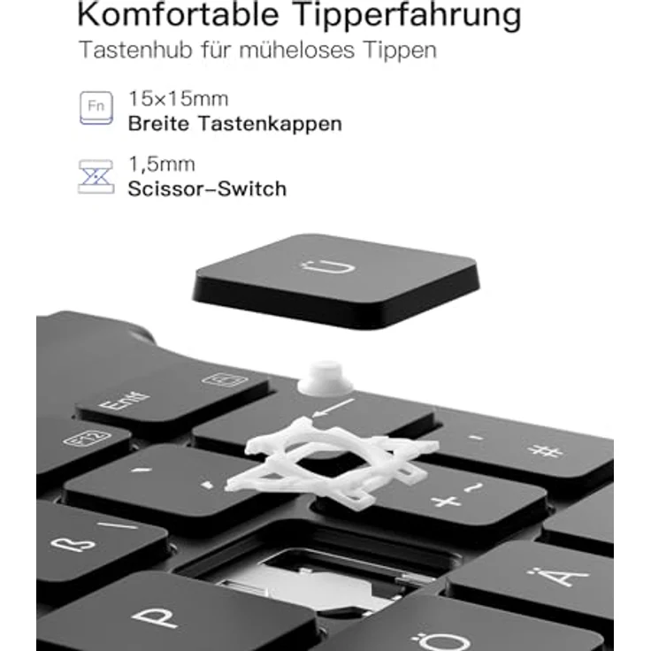 Inateck Hülle Tastatur für Samsung Galaxy Tab A9 Plus 11 Zoll 2023, abnehmbare magnetische QWERTZ-Tastatur mit verstellbarem Ständer, Modell SM-X210/X216/X218 – Bild 5