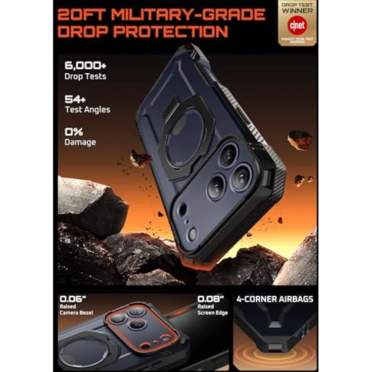 SUPCASE UBGrip Pro Hülle für iPhone 17 Pro Max, Displayschutz aus gehärtetem Glas, MagSafe-kompatibel, robustes Bumper Case mit Ringhalter, 6.9 Zoll (Schwarz) – Bild 3