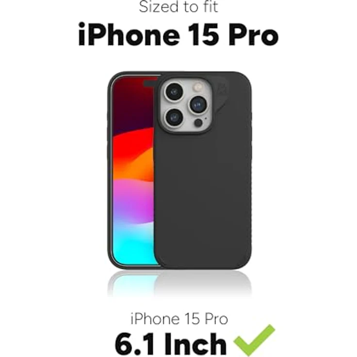 ZAGG Manhattan Snap, Graphen-verstärkte Hülle für iPhone 15 Pro [6.1-Inch], MagSafe kompatibel, schlankes und weiches Design, stossfeste Abdeckung für die Rückseite (Schwarz) – Bild 3