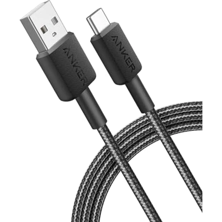 Anker 322 USB-A auf USB-C Kabel (1,8 m geflochten) - Schwarz, Hervorragende Haltbarkeit und High-Speed-Ladefunktion