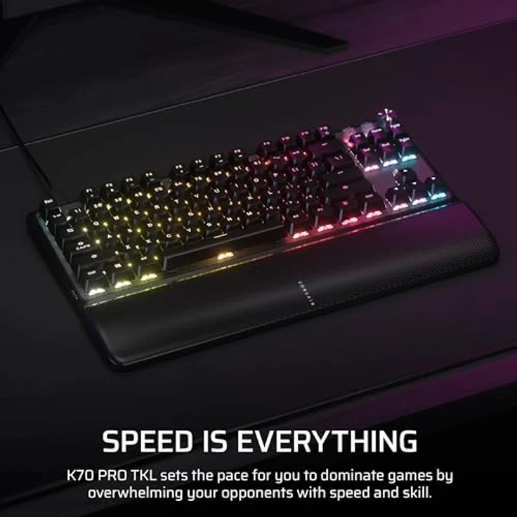 Corsair K70 PRO TKL RGB Magnetisch-Mechanisch verkabelte Gaming-Tastatur – Vorgeschmierte MGX Hyperdrive Switches – Hall-Effect-Rapid Trigger – 8000 Hz Hyper-Polling – QWERTY NA – Schwarz – Bild 2