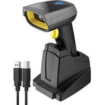 Inateck 2D Barcode Scanner Bluetooth, Wireless QR Code Scanner mit Intelligenter Ladestation, 2D Imager mit 2000 mAh Akku, Bildschirm Scannen Unterstützt, Bcst-52 in Schwarz