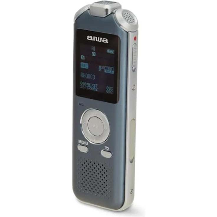 AIWA DVR-M700 Digitaler Voice-Recorder, Metall mit 16 GB Speicher, drei Stereo-Mikrofonen, silberfarben – Bild 2