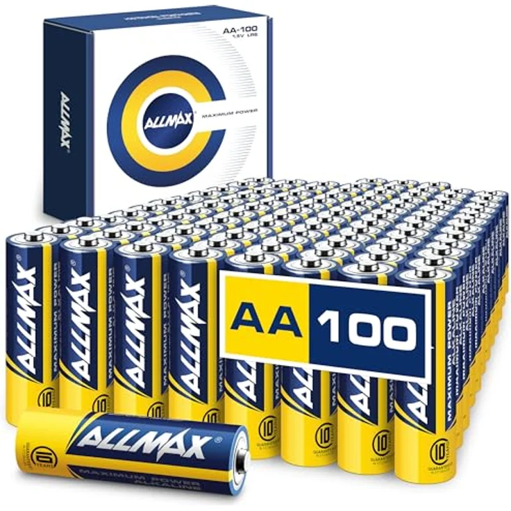 ALLMAX AA Mignon (LR6) Maximum Power Alkaline Batterien, 100 Stück – ultralanglebig, auslaufsicher, 10 Jahre Haltbarkeit, maximale Leistung (1,5 V) – Bild 1