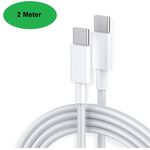 Ventarent 2 Meter Ladekabel USB-C Weiß für Galaxy S25 S24, S23, S22 + Ultra & iPhone 16 + 15 Pro Max Plus, Schnelllade-Funktion