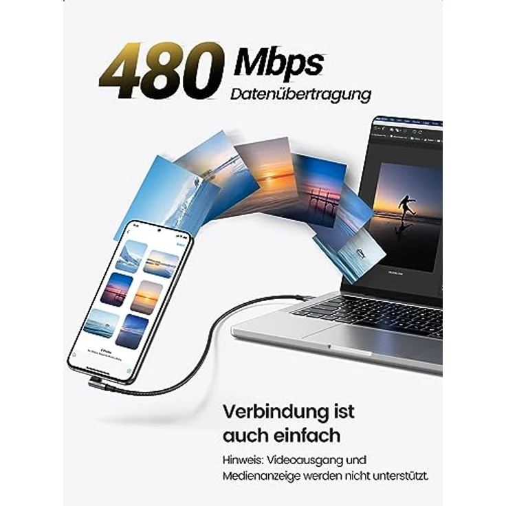 UGREEN USB C auf USB C Kabel 100W Winkelstecker USB-C Ladekabel 5A/20V (2m) - Kompatibel mit MacBook Pro, MacBook Air, Dell XPS15, iPad, Surface Pro 7/Book 3 – Bild 3