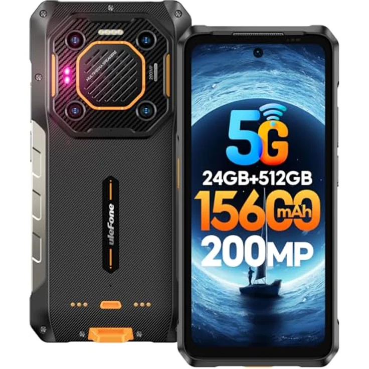Ulefone Armor 26 Ultra 5G Outdoor Handy, 512GB+24GB 15600mAh/120W Dimensity 8020 200MP+50MP Kamera 6,78” 120Hz 121dB IP68 Rugged Smartphone Android 13 Dual SIM Fingerabdruck ID/NFC 2 Jahr Garantie – Bild 1