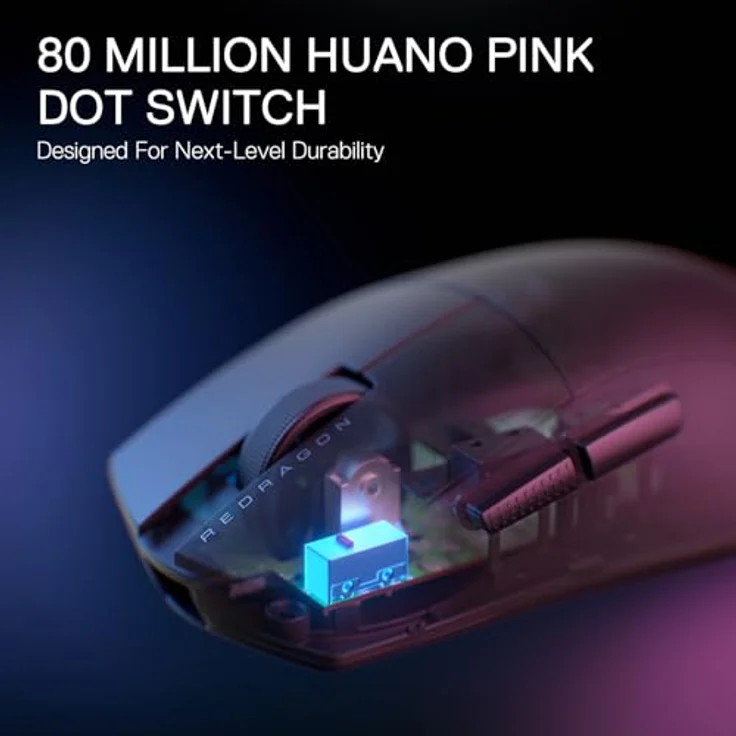 Redragon M916 PRO 3-Modus Wireless Gaming Maus, 4K Polling Rate, 49G Ultra-Leicht 26K DPI, Ergonomischer Natürlicher Griff, Makrotasten, Softwareunterstützt - Rot – Bild 5