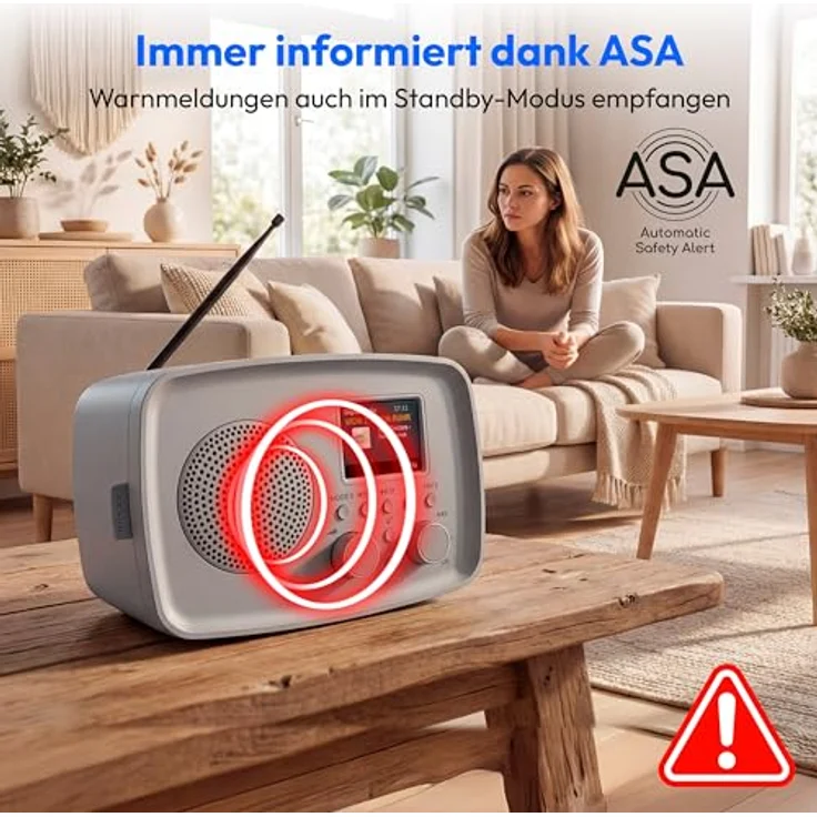 MEDION DAB+ Radio DRE-1, DAB Plus und UKW Radio mit Bluetooth 5.3, Tropfwasserschutz, Teleskopantenne, Weckfunktion, grau – Bild 3