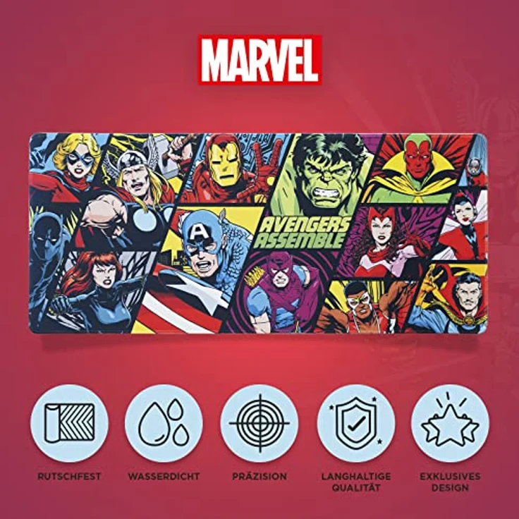 Grupo Erik Marvel Avengers Gaming Mauspad, rutschfeste Schreibtischunterlage mit epischem Design der Superhelden – Bild 2