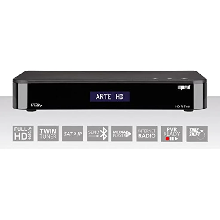 Imperial HD 7i Twin - Twin SAT Receiver (Full HD Twin Tuner, PVR Aufnahmefunktion, SAT IP, Bluetooth Senden, Smart, Radio, alphanumerisches Display) – Bild 2