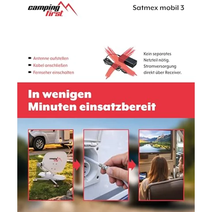 Camping First Satmex mobil 3, vollautomatische mobile Satellitenantenne mit 31dBi Signalverstärkung und Plug-&-Play Funktion – Bild 6