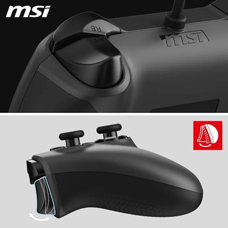 MSI FORCE GC200, Gaming Controller für Android und PC mit Hall-Effekt-Trigger, analogen Sticks und vibrationsfeedback, Schwarz – Bild 3