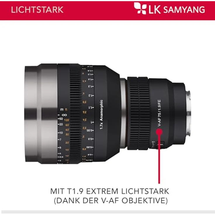 Samyang V-AF 1.7x Anamorphic MF Adapter, Objektivadapter für V-AF-Serie, Schwarz, T1.9 Blende – Bild 3