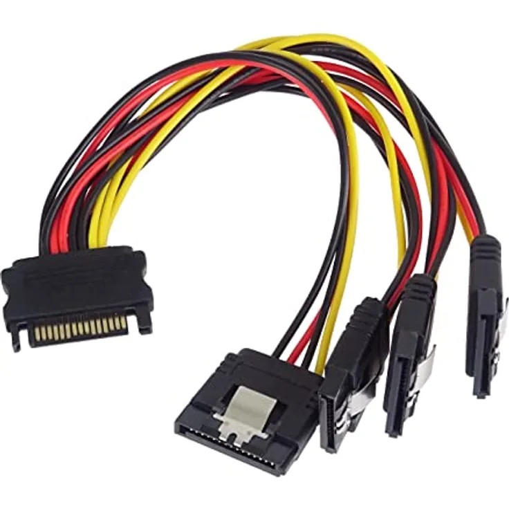 PremiumCord Power Splitter SATA auf Festplatte, Netzteil 4x SATA für Festplatten, SSD, CD / DVD-Rekorder
