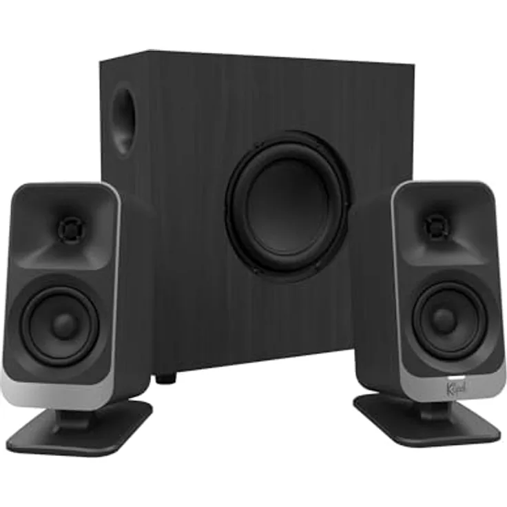 Klipsch ProMedia Lumina 2.1, Desktop-Lautsprecher mit USB-C, Bluetooth 5.3, individueller Beleuchtung, kompaktem Subwoofer, Schwarz