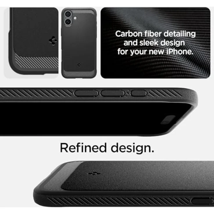 Spigen Rugged Armor MagFit Hülle für iPhone 16, Kompatibel mit MagSafe Zubehör -Schwarz, Integriertes Magnet, Karbon Look, XRD-Pad, Air Cushion Technologie – Bild 3