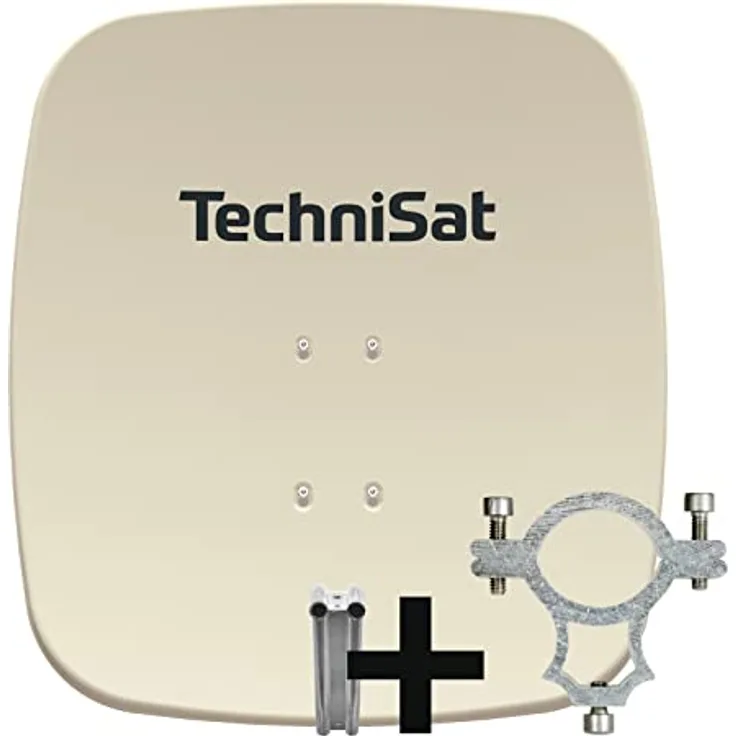 TechniSat SATMAN 65 Plus, Satellitenschüssel 65 cm mit Masthalterung und LNB-Halteschelle, wetterbeständig, Beige