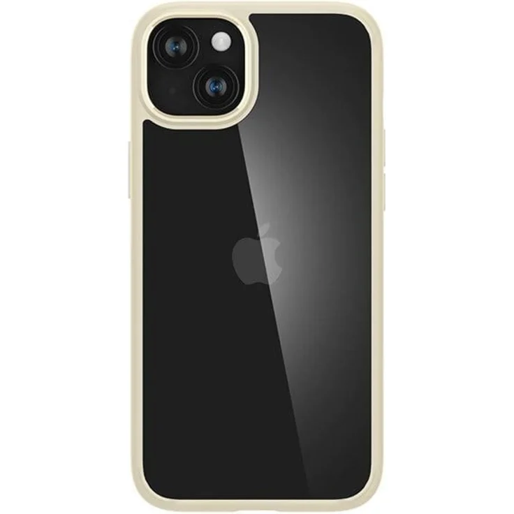 Spigen Crystal Hybrid iPhone 15 Plus Case, Transparente Schutzhülle aus TPU und Polycarbonat, Beige