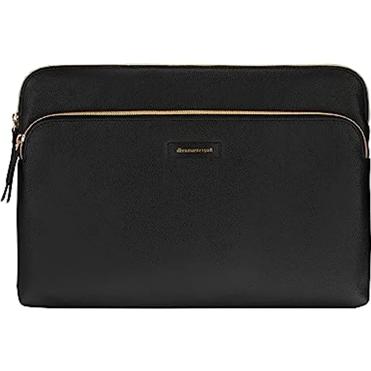 dbramante1928 Paris+ (14", Apple), elegante Notebooktasche aus nachhaltig genarbtem Leder, Schwarz, mit zusätzlicher Aussentasche