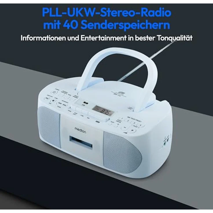 Medion® Radio (AM- / FM- Tuner, MW / UKW mit RDS, 3 W, blau) – Bild 2
