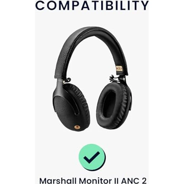 kwmobile 2X Kunstleder Ohrpolster für Marshall Monitor II ANC 2 - Ersatz Ohrpolster mit Cooling Effekt und edler Lederoptik – Bild 3