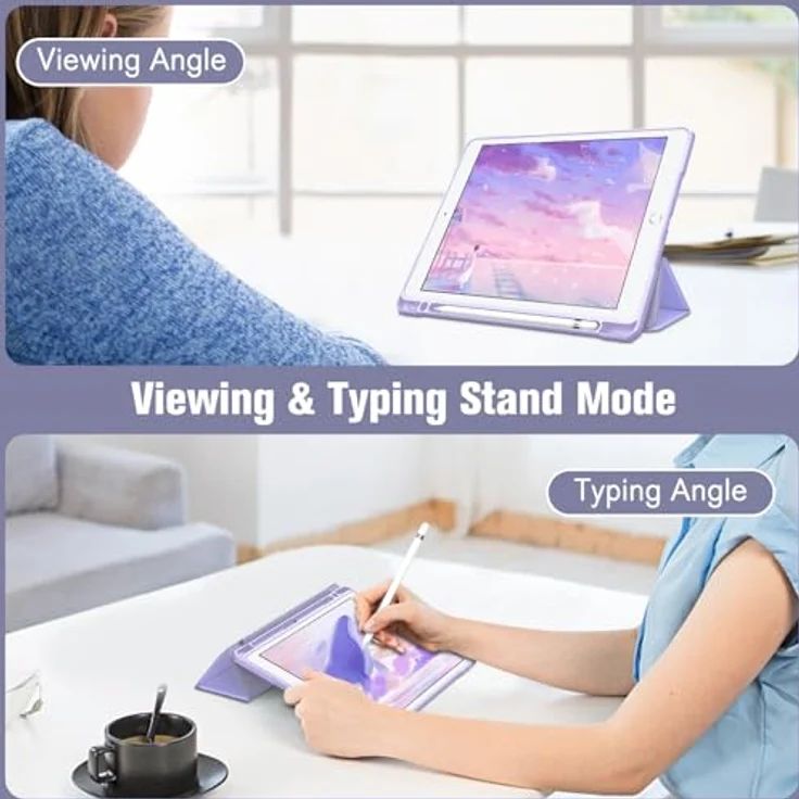 Fintie Hybrid Hülle für 10.2 Zoll iPad 9. Gen 2021/8. Gen 2020/7. Gen 2019 - Stoßfeste Schutzhülle mit transparentem Rückenteil und Stifthalter, Fantacy Ombre – Bild 4