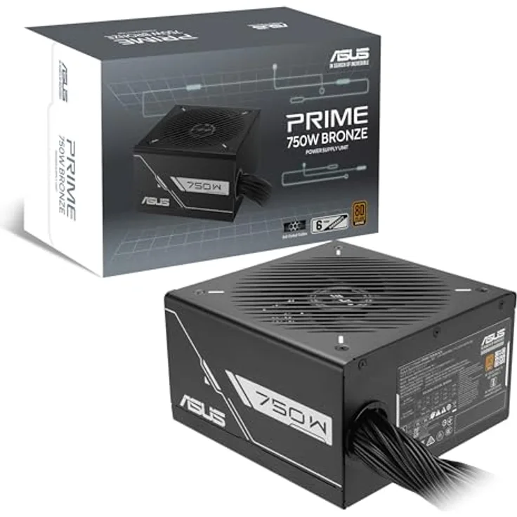 ASUS Prime 750W Bronze Netzteil (750 Watt, 80 Plus Bronze Zertifizierung, Lüfter mit Doppelkugellagern, 6 Jahre Garantie, schwarz)