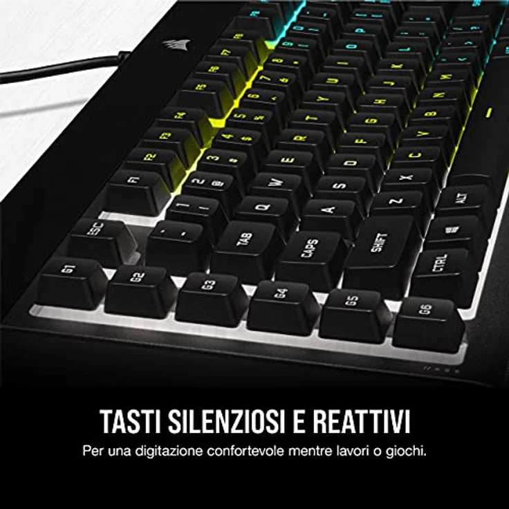 Corsair K55 RGB PRO, Gaming-Tastatur mit mechanischen Switches, RGB-Hintergrundbeleuchtung, integrierter Handgelenkauflage, USB QWERTY Italienisch, Schwarz – Bild 6