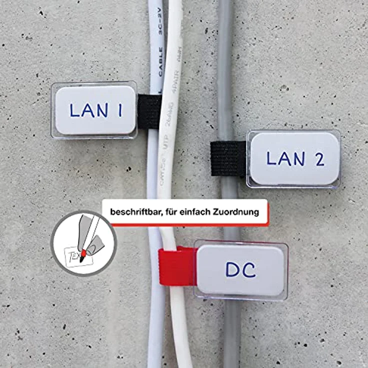 LABEL THE CABLE Kabeletiketten mit Klettverschluss für das Perfekte Kabelmanagement - Kabelbeschriftung für Kabelorganisation - LTC MINI TAGS - 10 Stück - Bunt - LTC 2530 – Bild 3