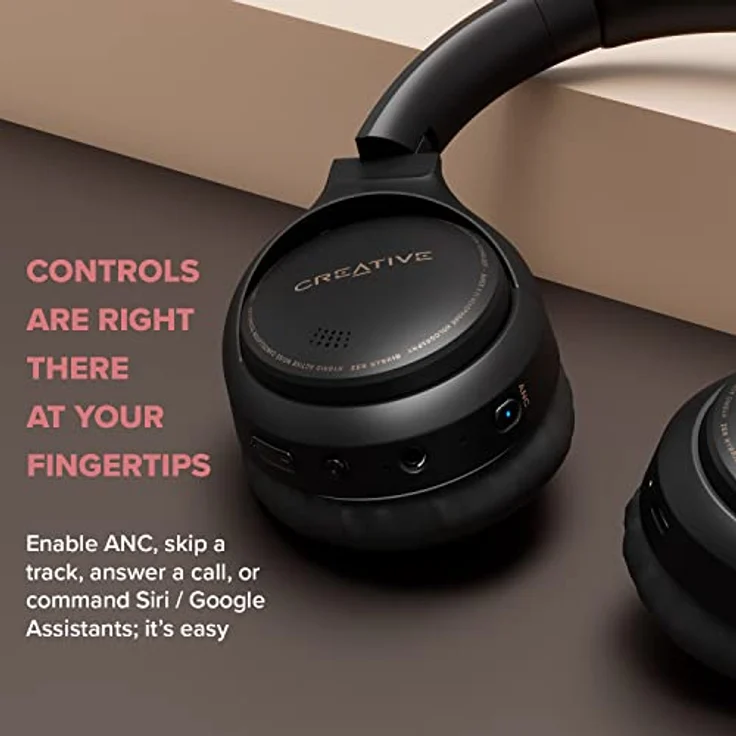 Creative Zen Hybrid Wireless Over-Ear-Kopfhörer mit hybrider Active Noise Cancellation, Ambient Modus, bis zu 27 Stunden (ANC EIN), Bluetooth 5.0, AAC, integriertes Mikrofon Schwarz – Bild 5