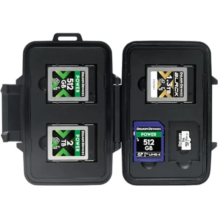 Delkin Devices CFexpress Typ B, SD- und microSD-Speicherkarten-Aufbewahrungstasche, robuste und wetterfeste Hülle mit Platz für 3 CFexpress, 2 SD und 2 microSD Karten – Bild 2