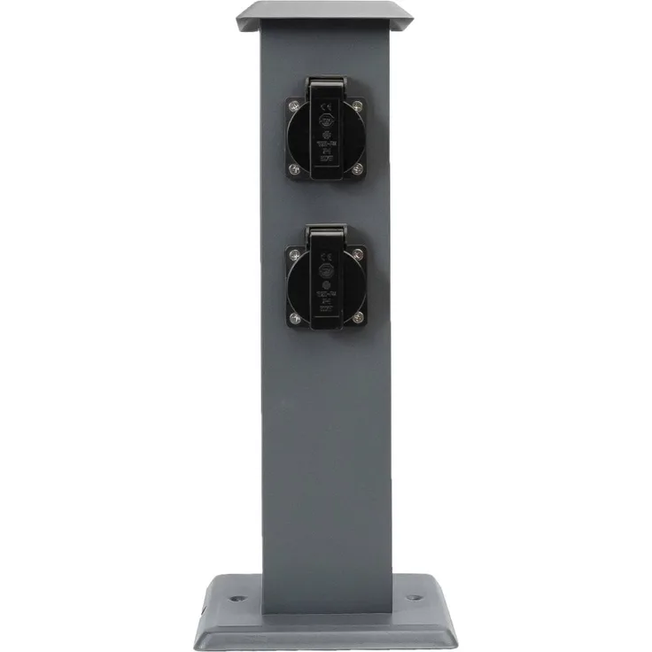 Grafner Steckdose Steckdosensäule anthrazit mit 4 Außensteckdosen Edelstahl Gartensteckdose Energiesäule
