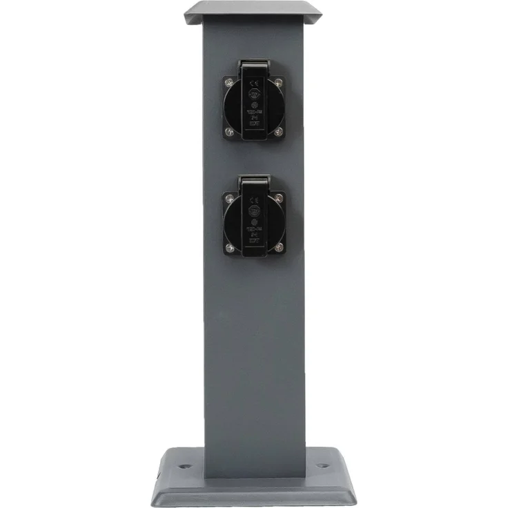 Grafner Steckdose Steckdosensäule anthrazit mit 4 Außensteckdosen Edelstahl Gartensteckdose Energiesäule – Bild 1