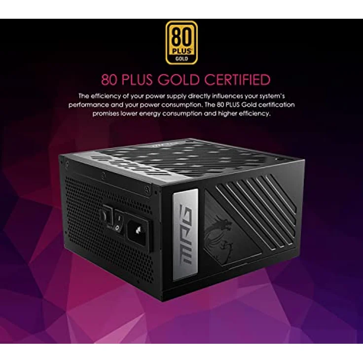 MSI MPG A1000G PCIE5 Netzteil EU Stecker, 1000W, 80 Plus Gold Zertifiziert, vollmodulares ATX 3.0, unterstützt PCIe 5.0 GPU, japanische 105°C Kondensatoren, 0% RPM Modus, Flachkabel – Bild 5