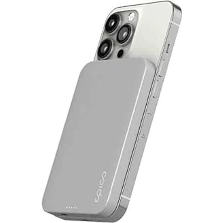 Epico Magnetische Powerbank aus Aluminium, 5 K Kapazität, MagSafe kompatibel, Silber – Bild 5
