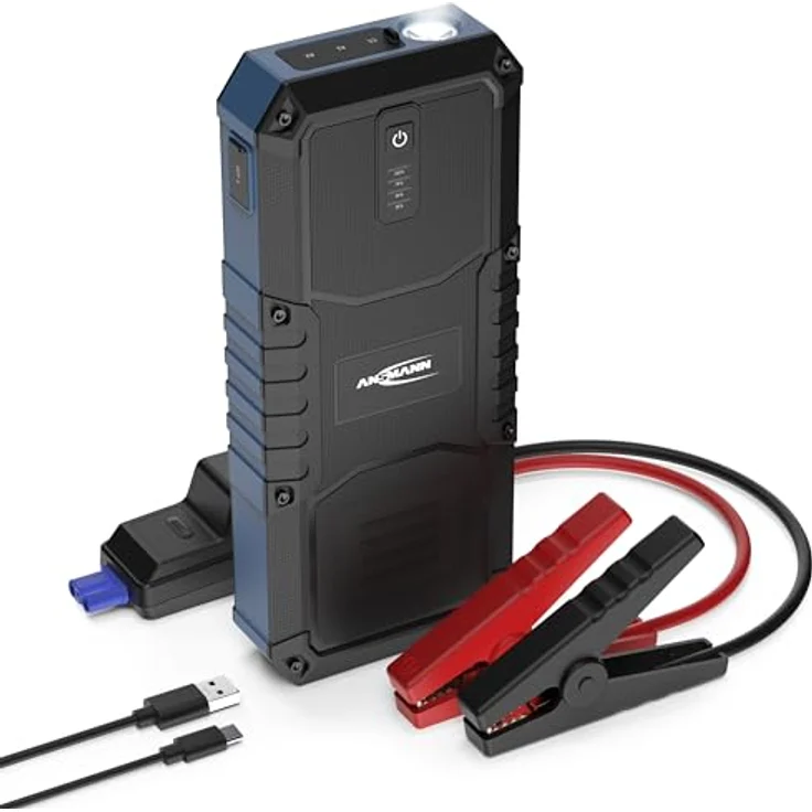 ANSMANN Starthilfe Powerbank, kompakt für 12V Fahrzeugbatterien, 2500 A mit Taschenlampenfunktion und LED-Kapazitätsanzeige – Bild 1