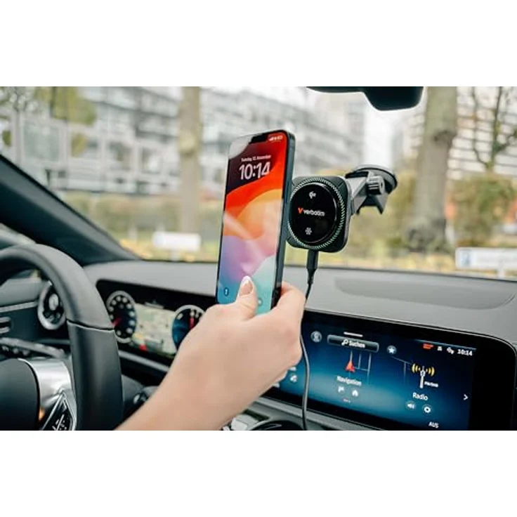 Verbatim Charge´n´Drive Magnetic Wireless Car Charger Qi2 RGB, 15 W Schnellladegerät, schwarz – Bild 7