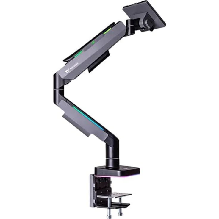 Thermaltake Tt Single RGB Gaming Monitor Arm GEA-MSR-SMSBLK-01, Monitor Halterung für 49 Zoll Displays, Schwarz mit RGB-Beleuchtung und optimierter Neigungsmechanik – Bild 1
