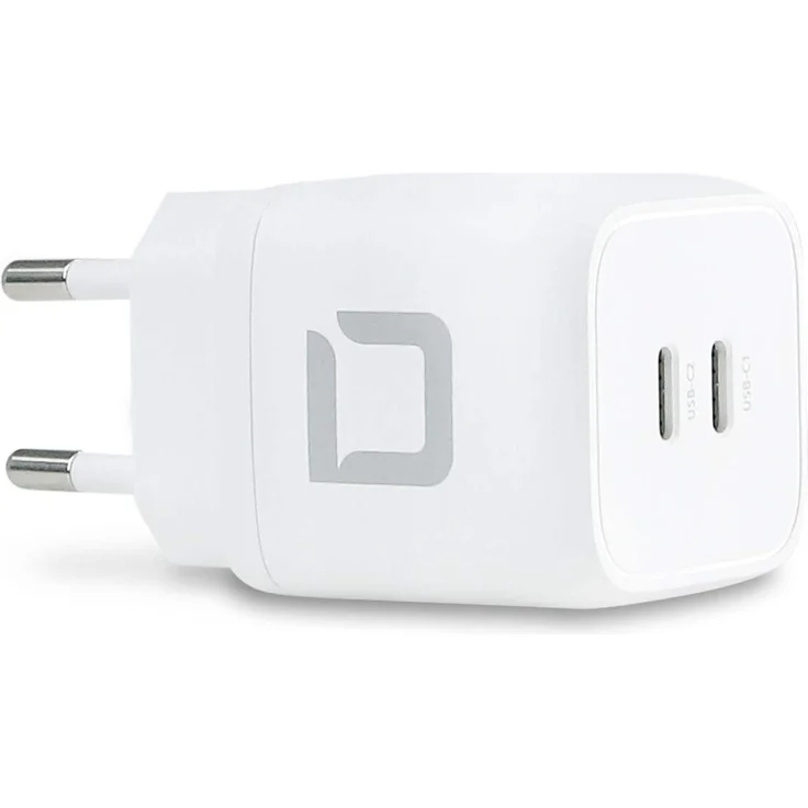 Dicota Travel Tablet Charger COMFORT USB-C 45W, kompakter USB-Ladegerät mit zwei Power Delivery Ausgängen, weiss