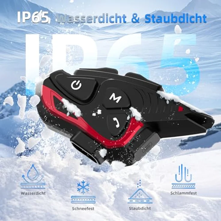 MOMAN CP-S Kommunikationssystem Einzelset, Bluetooth Intercom-Headset mit 28 Stunden Akkulaufzeit, wasserdicht (IP67) – Bild 9