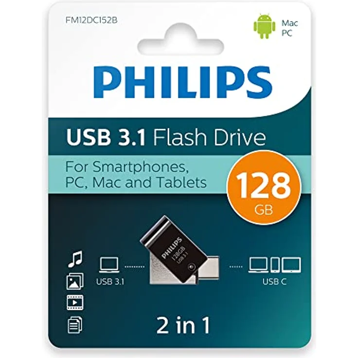 Philips 2-in-1 USB-Stick 128GB, USB3.1 - USB-C – Bild 2