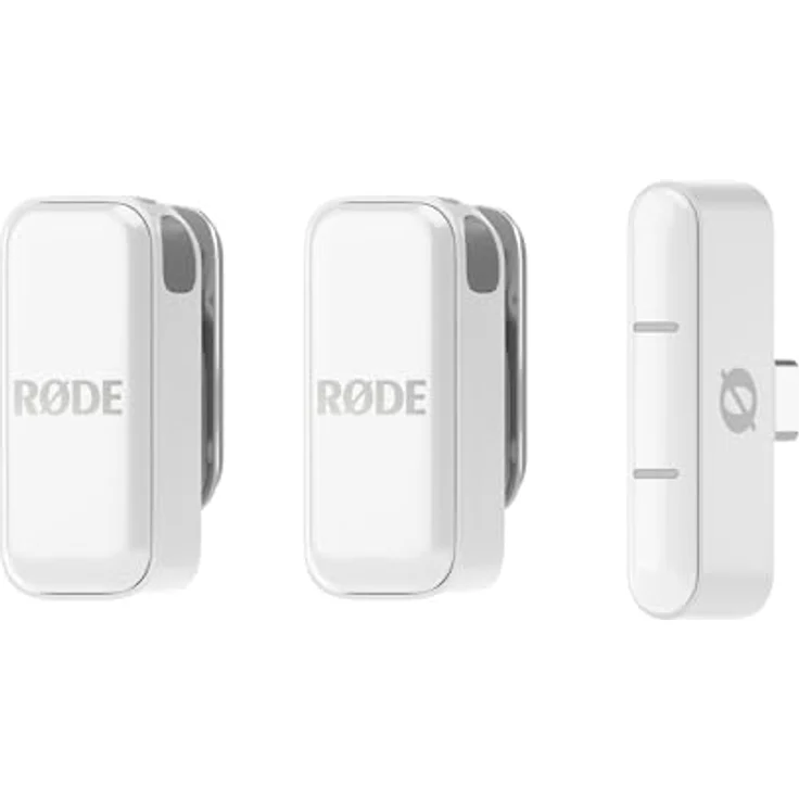 RØDE Wireless Micro - Kompaktes drahtloses Mikrofon, zwei Mikrofone mit Ladekoffer für Smartphone - USB-C, Weiß – Bild 1