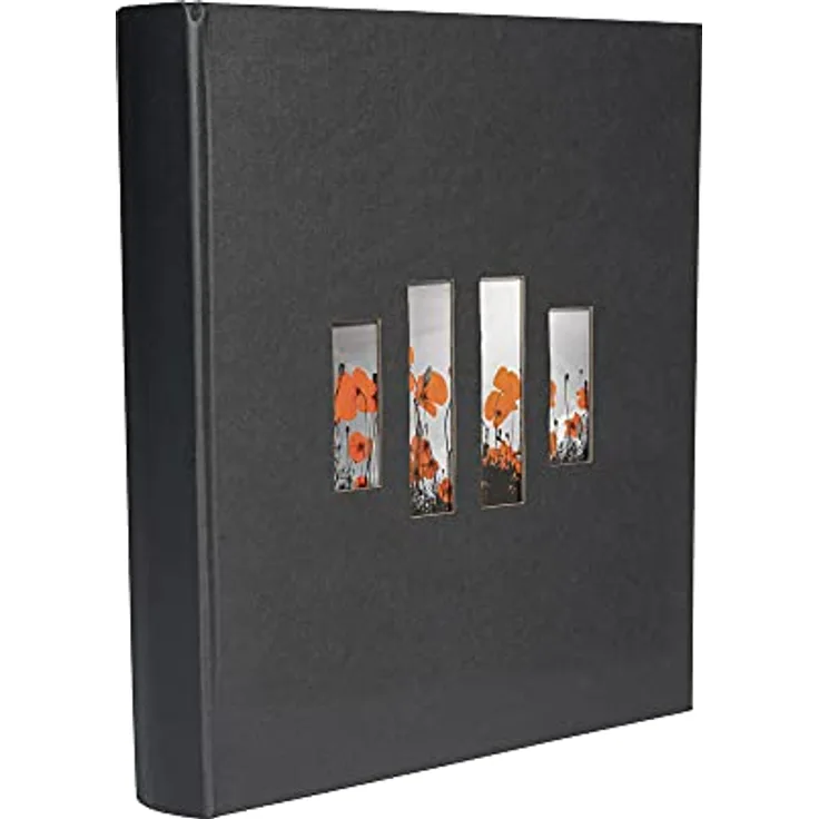 Exacompta 16075E Fotobuch MILANO 300 Fotos 60 schwarze Seiten Format 29 x 32 cm Einband aus schwarzem Papier mit Textileffekt Fenster zur individuellen Gestaltung FSC® zertifiziert