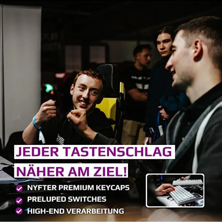 Nyfter - NYFBOARD GEN2 Gaming Computer Tastatur mit Gateron Yellow Switches - HOT-SWAPPABLE mechanisch RGB-Hintergrundbeleuchtung ISO-DE 75% Layout für Gamer – Bild 4