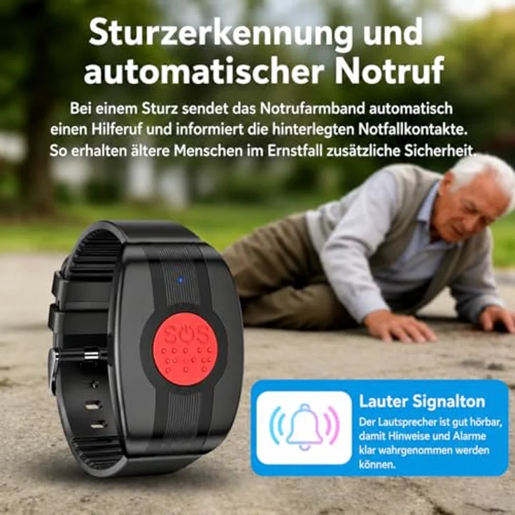 NikuTRAX SOS One – Notrufarmband mit aktivierter SIM, GeoTRAX-Portal, Schwarz, Sturzerkennung und 2-Wege-Sprachkommunikation – Bild 3
