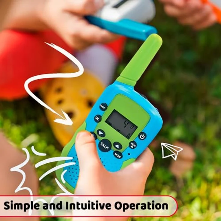 MaxLife Walkie-Talkie-Set MXWT-200, Funkgerät mit 22 Kanälen, Clear-Sound-Funktion und ergonomischem Design, grün-blau – Bild 4