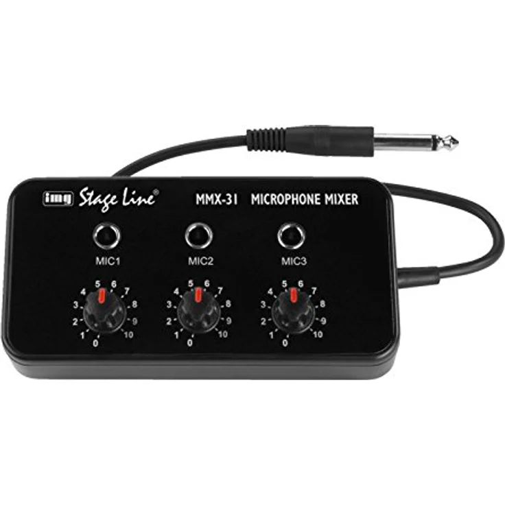 IMG Stageline MMX-31 Mikrofon-Mischer, 3-m-Anschlusskabel, schwarz – Bild 2