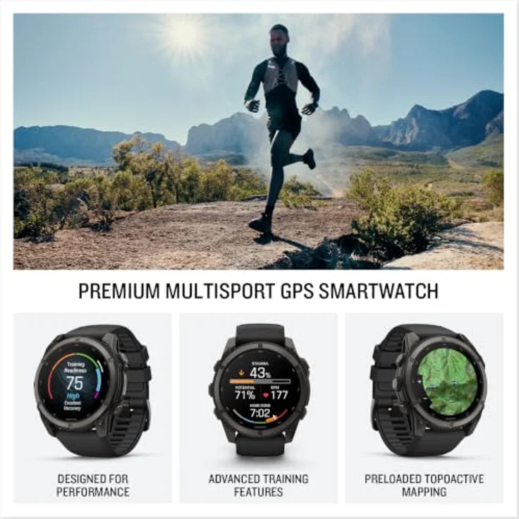 GARMIN fēnix 9, 51 mm Multisport GPS-Smartwatch mit AMOLED Touchdisplay, Titan-Lünette, Saphirglas, Kieselgrau – Bild 2